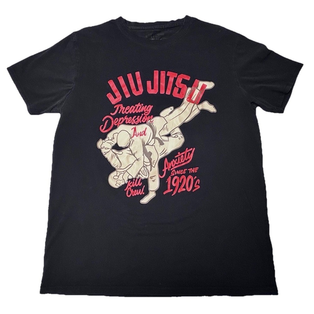 Kill Crew Jiu Jitsu T Shirt Mens M Black Graphic BJJ MMA Anxiety Tee